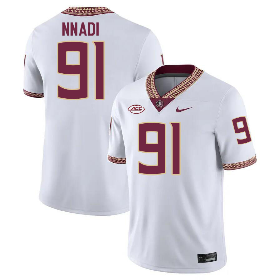 #91 Derrick Nnadi Florida State Seminoles Jerseys Football Stitched-White